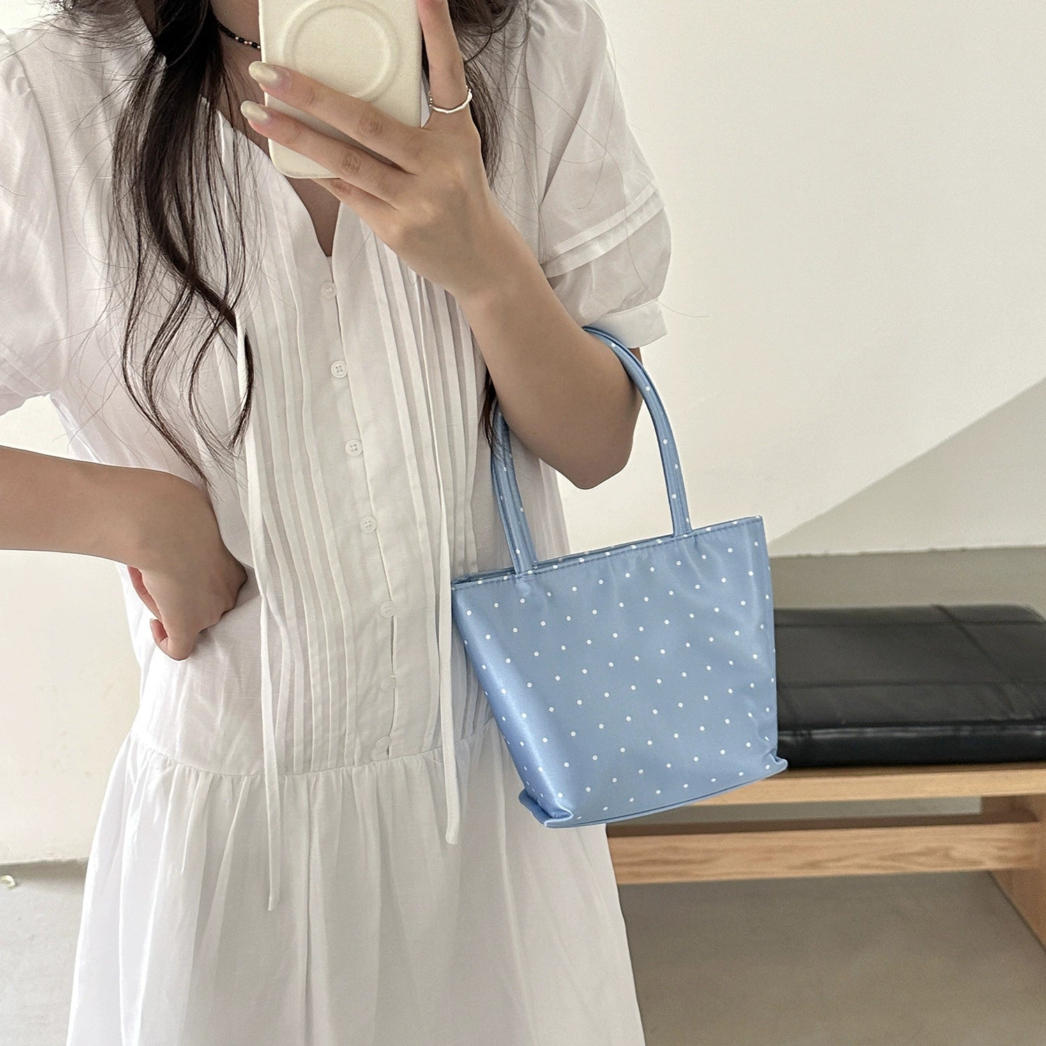Korean Candy Color Nylon Mini Tote Handbag
