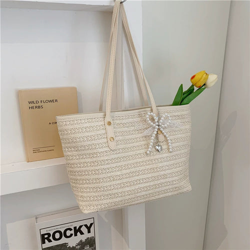 French Seaside Woven Straw Tote Bag