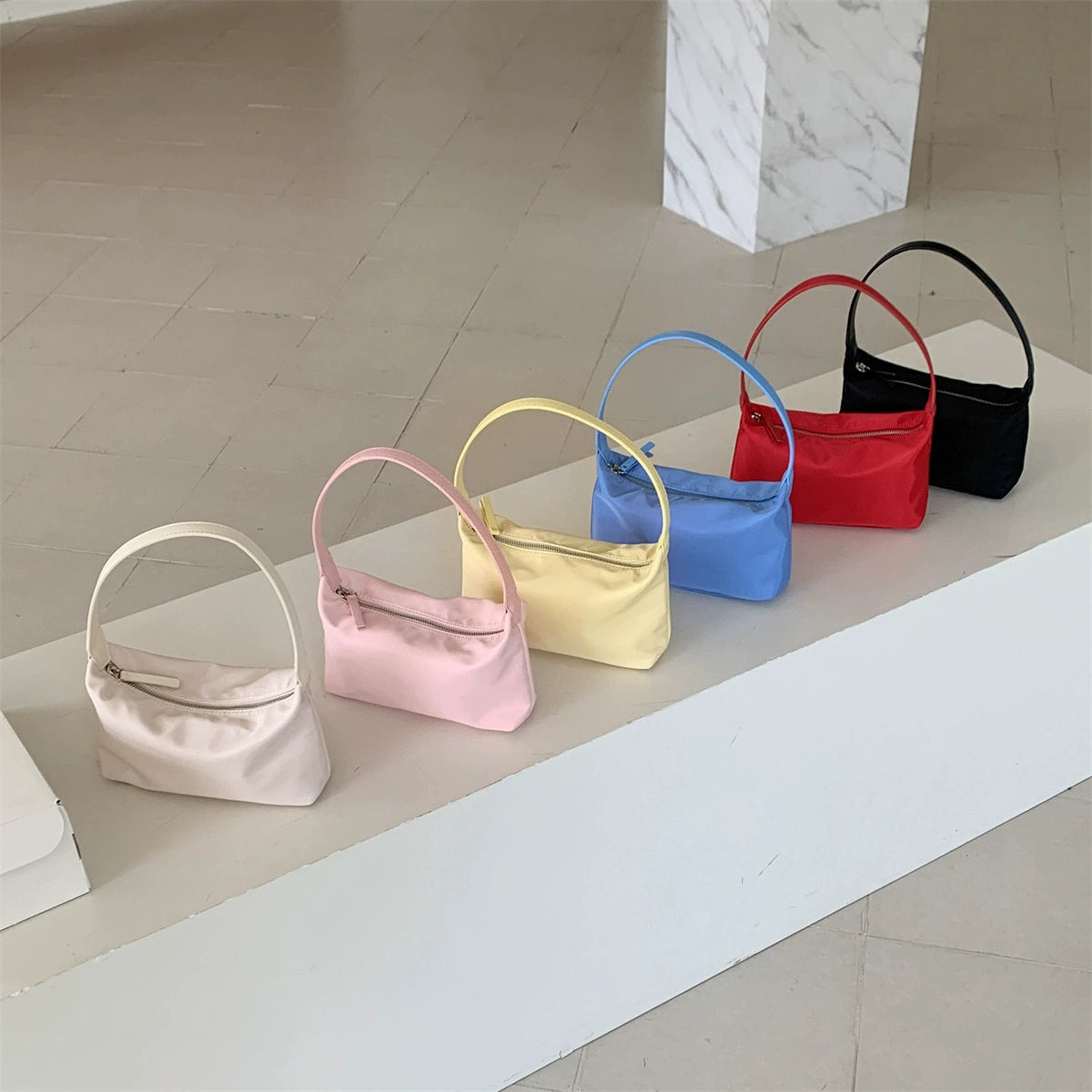 2026 Minimal Nylon Underarm Baguette Bag