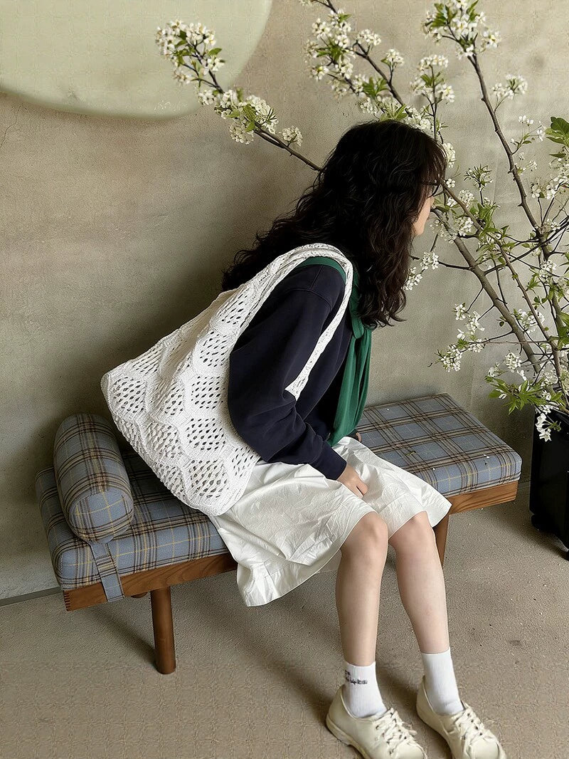 Crochet Hollow Knit Tote Bag
