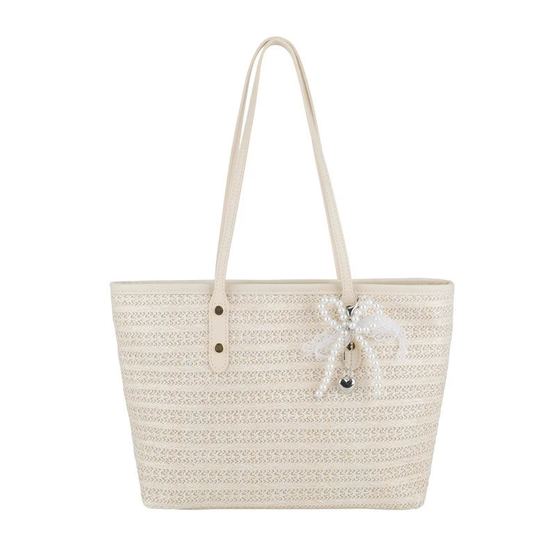 French Seaside Woven Straw Tote Bag