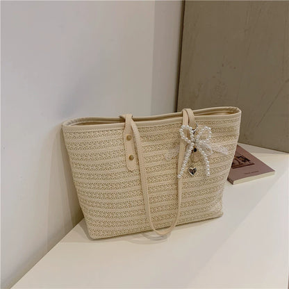 French Seaside Woven Straw Tote Bag