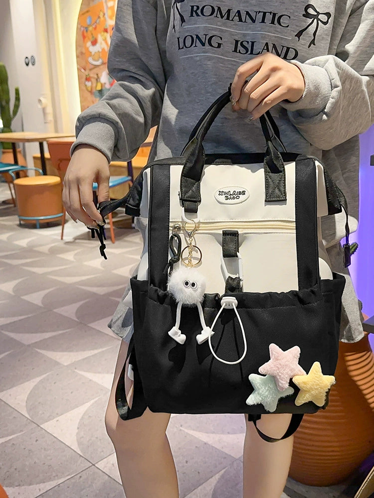 Cute Large Capacity Student Backpack  Minimal  Lightweight  Waterproof  16” Laptop Fit