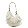 Handmade Woven Shell Handbag with Pearl Chain Strap