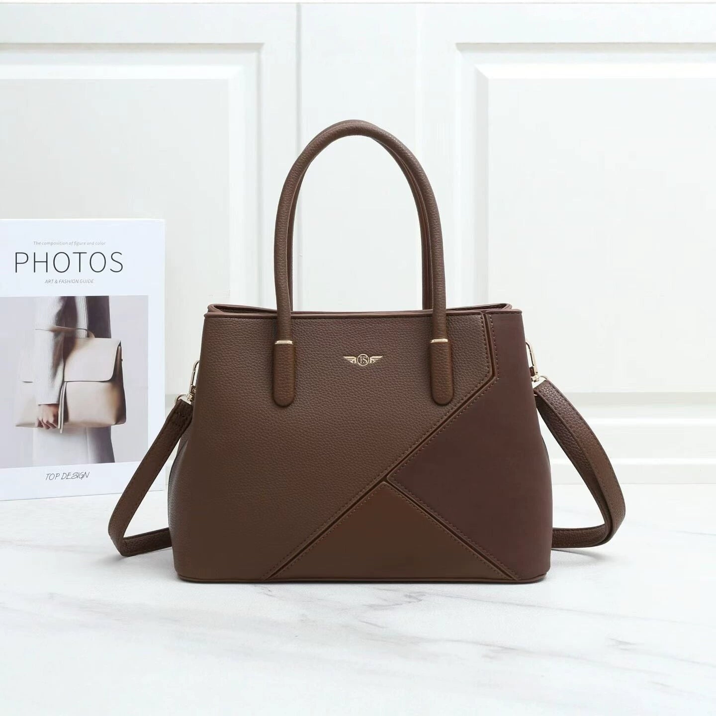 Textured PU Leather Handbag & Crossbody Bag